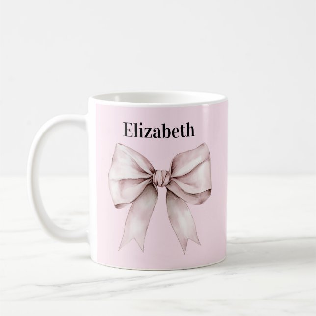 Taza De Café Elegante arco rosa Nombre personalizado (Izquierda)