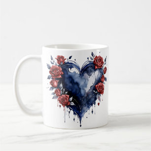 Taza De Café Elegante arreglo rosa con follaje dorado