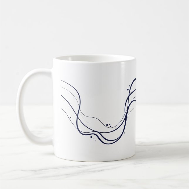 Taza De Café Elegante arte de onda Minimalista (Izquierda)