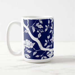 Taza De Café Elegante asador chino azul y blanco
