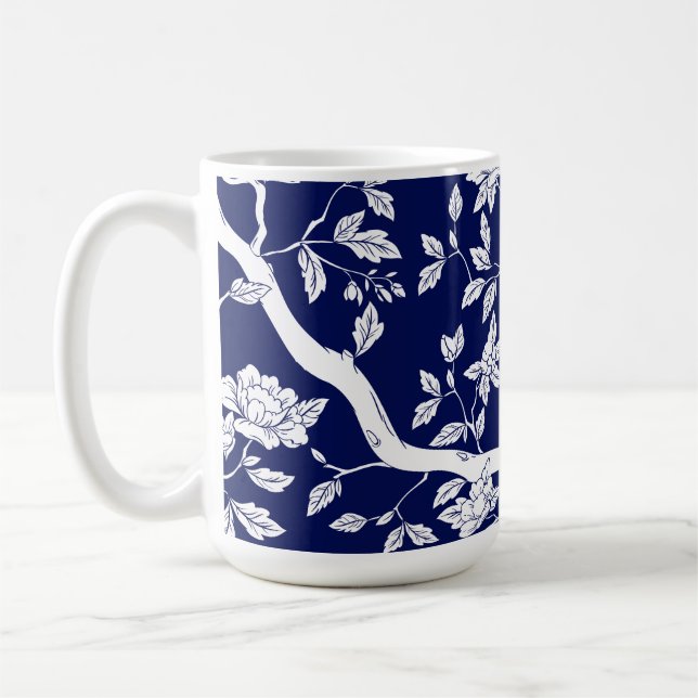 Taza De Café Elegante asador chino azul y blanco (Izquierda)