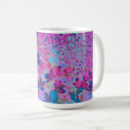 Taza De Café Elegante azul oscuro e hidrangea recta magenta