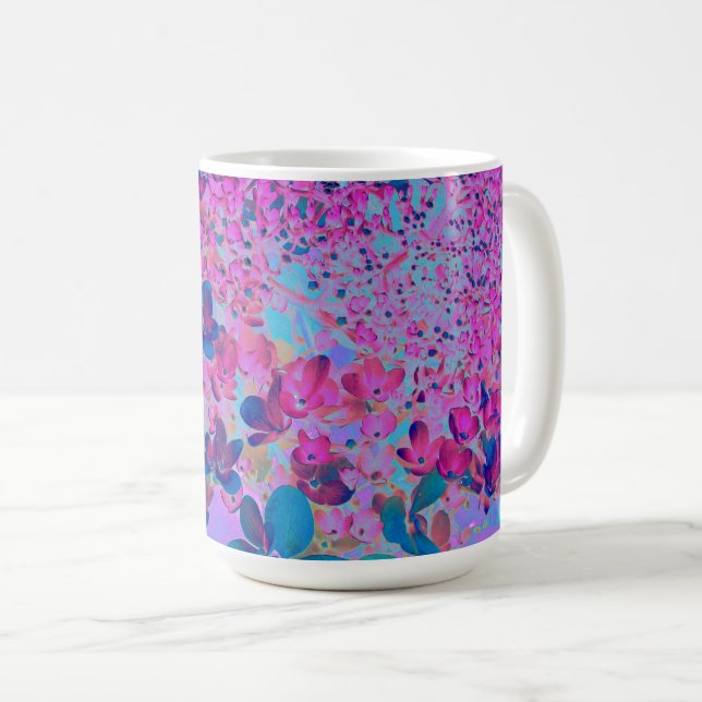 Taza De Café Elegante azul oscuro e hidrangea recta magenta (Anverso derecho)