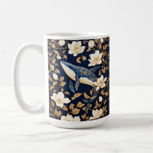 Taza De Café Elegante ballena azul William Morris inspirado en