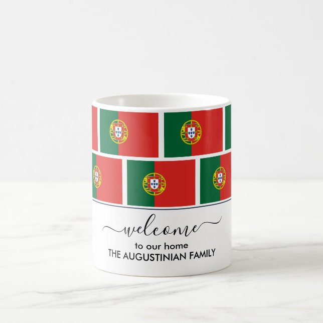 Taza De Café Elegante BANDERA PORTUGAL DE bienvenida personaliz (Centro)