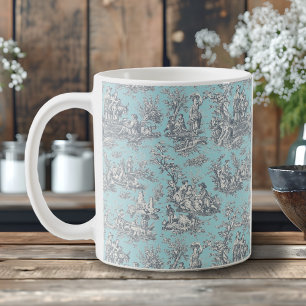 Taza De Café Elegante bebé azul vintage Toile de Jouy