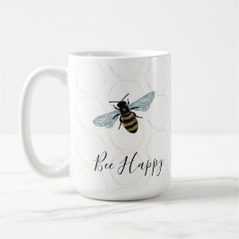 Taza De Café Elegante Bee Happy Gold Honeycomb