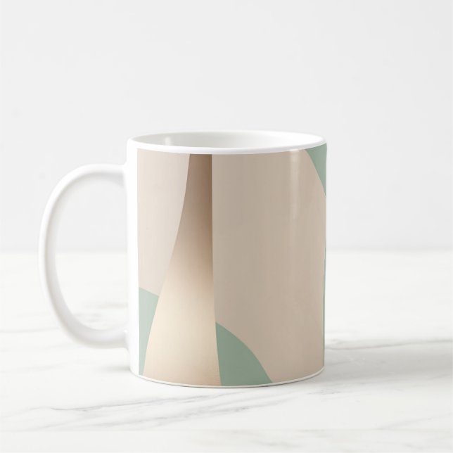 Taza De Café Elegante beige y verde suave con acentos dorados (Izquierda)