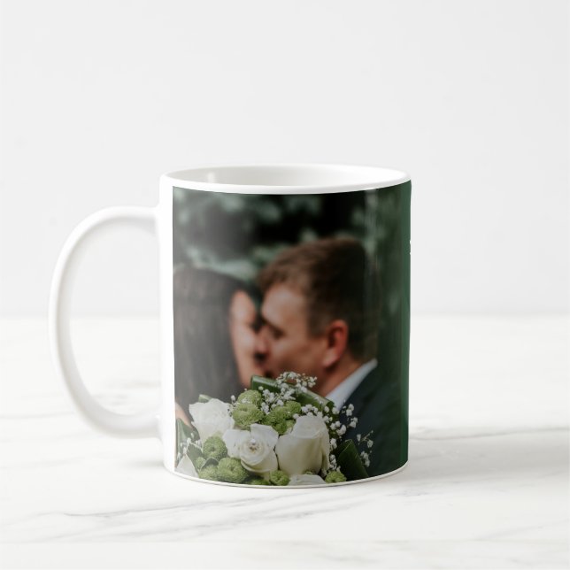 Taza De Café Elegante beso verde salva la fecha (Izquierda)