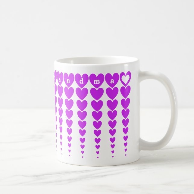 Taza De Café Elegante Best Grandma Neon Purple Heart Tinsels (Derecha)