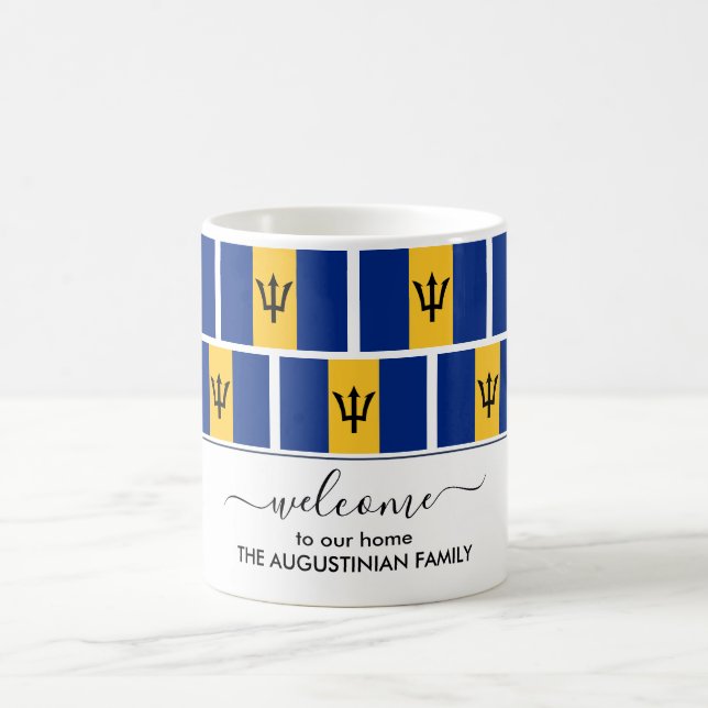 Taza De Café Elegante bienvenida BARBADOS FLAG Café Mug (Centro)