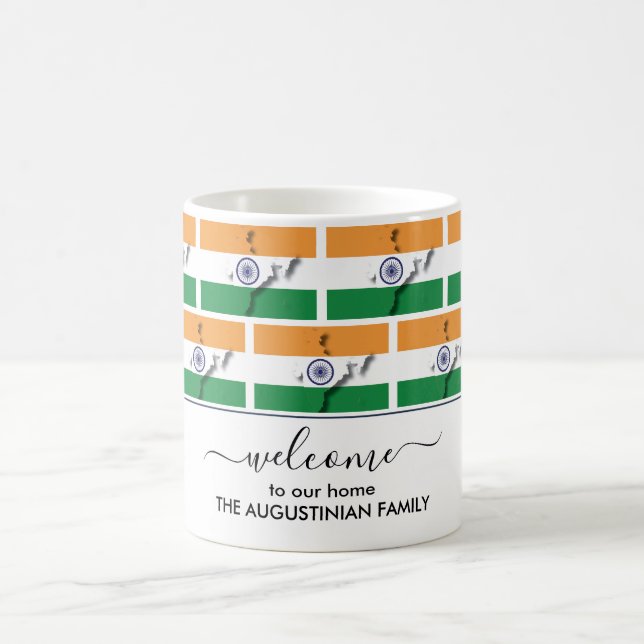 Taza De Café Elegante bienvenida INDIA FLAG Coffee Mug (Centro)