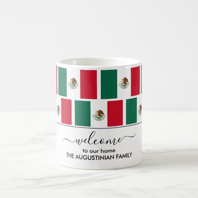 Taza De Café Elegante bienvenida MÉXICO FLAG Café Mug (Centro)