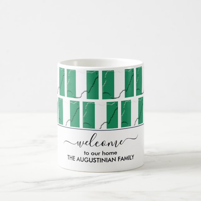 Taza De Café Elegante bienvenida NIGERIA FLAG Café Mug (Centro)