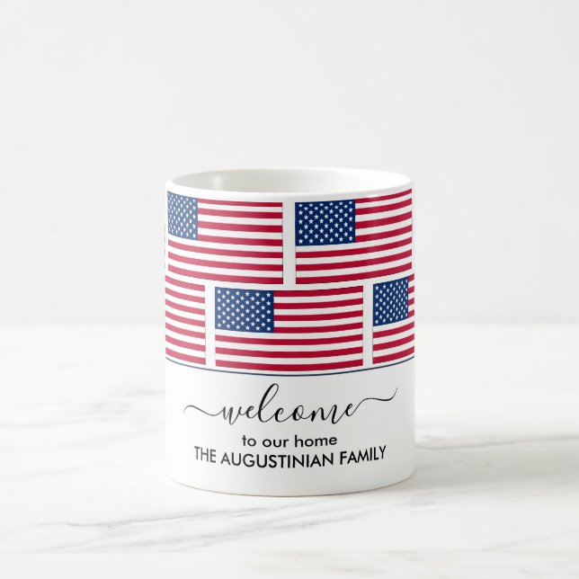 Taza De Café Elegante bienvenida personalizada de la BANDERA es (Centro)