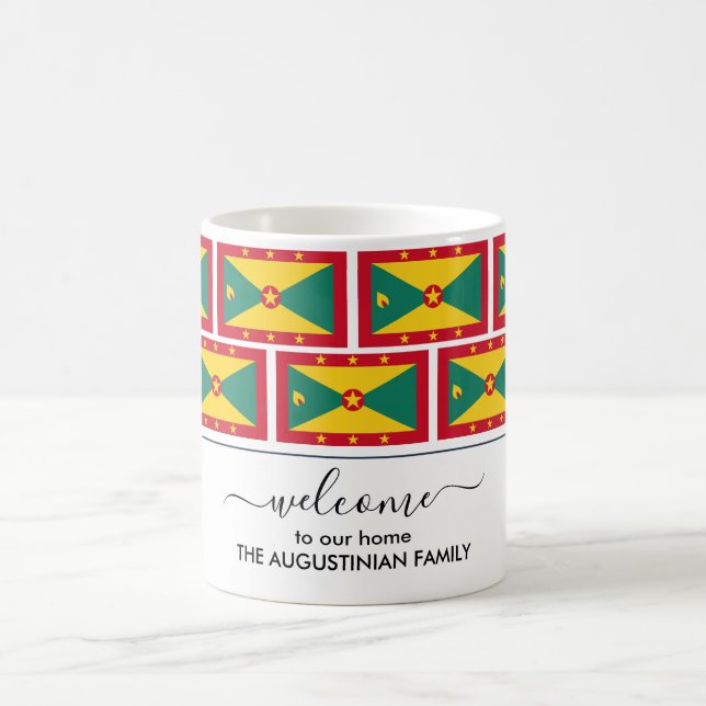 Taza De Café Elegante bienvenida personalizada GRENADA FLAG (Centro)