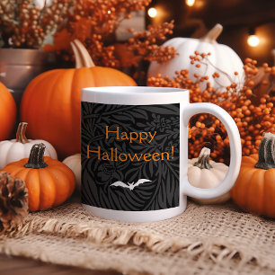 Taza De Café Elegante Black Halloween Floral Botanical