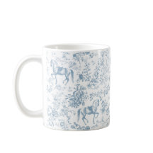 Elegante Blue Equestrian Floral Toile