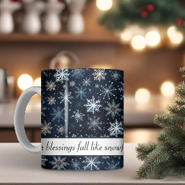 Taza De Café Elegante Blue Vintage Winter Snowflake Blesss