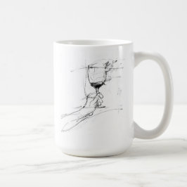 Taza De Café Elegante boceto de tostadas de cristal de vino