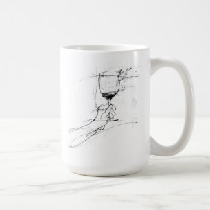 Taza De Café Elegante boceto de tostadas de cristal de vino
