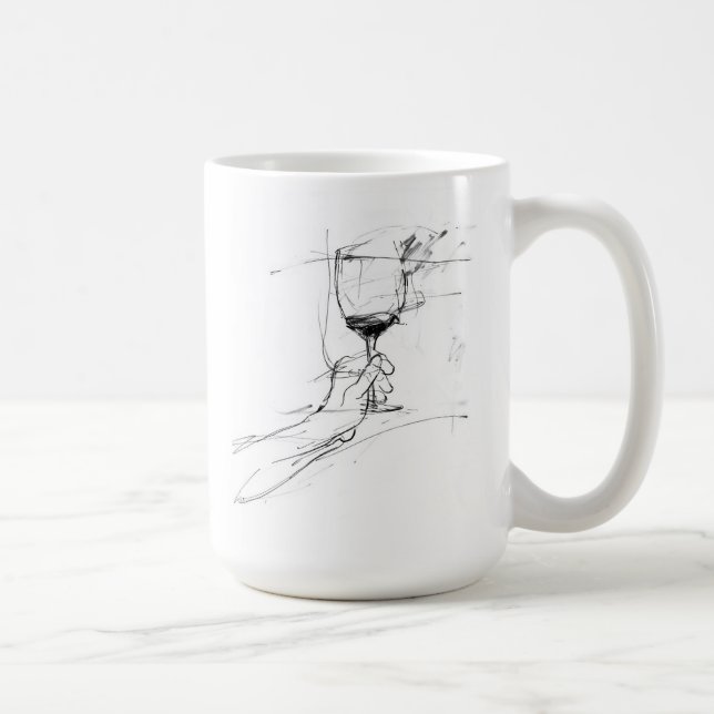 Taza De Café Elegante boceto de tostadas de cristal de vino (Derecha)