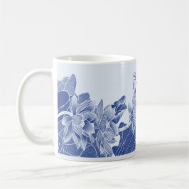 Taza De Café Elegante Boda de flores azul Lotus