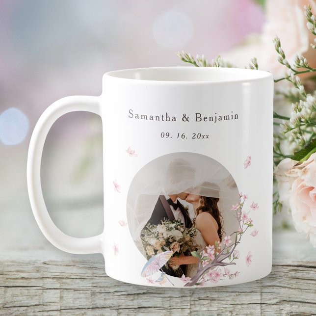 Taza De Café Elegante Boda de fotos de cerezos en flor (Subido por el creador)