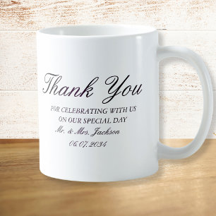 Taza De Café Elegante boda personalizada Gracias Mug