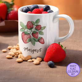 Taza De Café Elegante Bonito de fresas rojas personalizada
