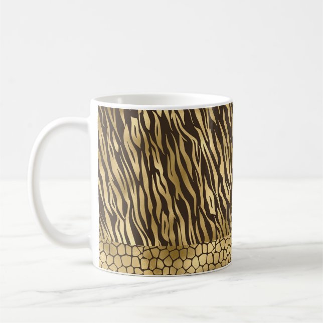 Taza De Café Elegante Bonito del tigre de oro Giraffe (Izquierda)