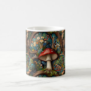 Taza De Café Elegante bosque de setas bohemias vintage