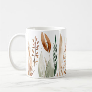 Taza De Café Elegante Botánico Tones de Tierra Boho