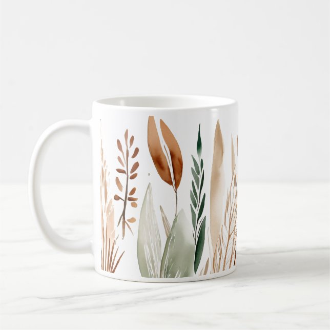 Taza De Café Elegante Botánico Tones de Tierra Boho (Izquierda)