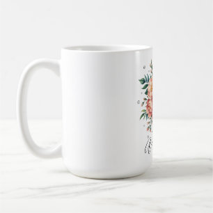 Taza De Café Elegante Bouquet Peach con Boda Diamonds
