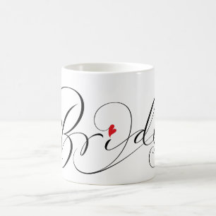 Taza De Café Elegante Bride Wrap Calligraphy Script Red Heart