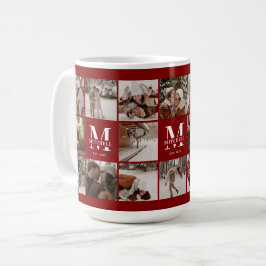Taza De Café Elegante Burgundy Multi Collage de fotos Keepsake