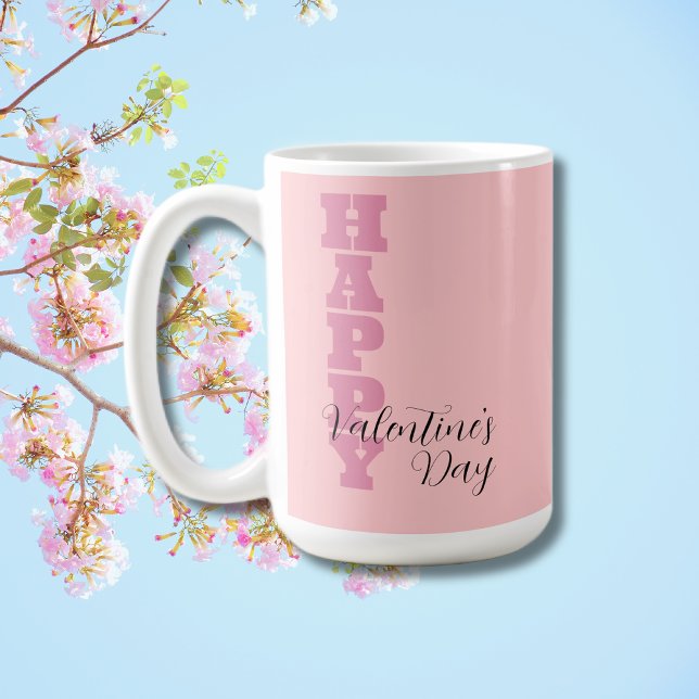 Taza De Café Elegante Candy Pink y Black Happy ValentDay (Subido por el creador)