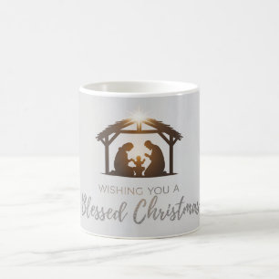 Taza De Café Elegante carta de Navidades de la escena de la Nat