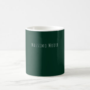 Taza De Café Elegante Casual Llano Verde Oscuro Propio Nombre