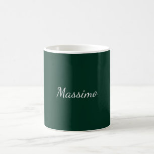 Taza De Café Elegante Casual Verde Oscuro Propio Nombre Letra a