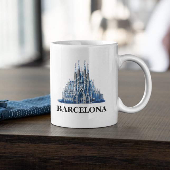 Taza De Café Elegante Catedral de Barcelona (Barcelona Spain City View Mug)