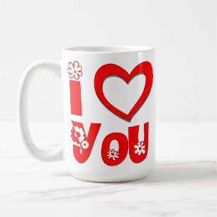 Taza De Café Elegante Cerámica I Love You Rojo Minimalista