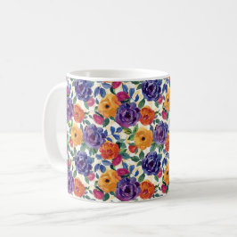 Taza De Café Elegante Chic Colorido Moderno Rosas
