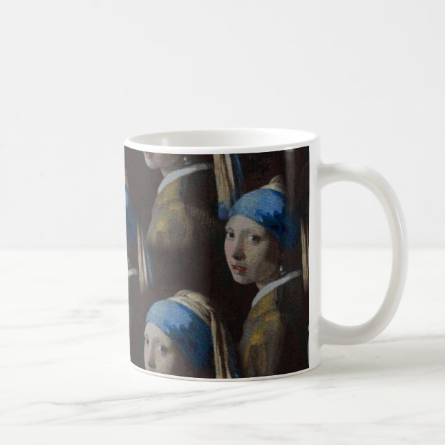 Taza De Café Elegante, Chica con una obra de arte Pearl Earring (Derecha)