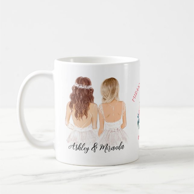 Taza De Café Elegante Chica Floral Boho  Bridesmaid Propuesta C (Izquierda)