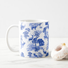 Taza De Café Elegante ciervo de tela azul vintage en Woodland