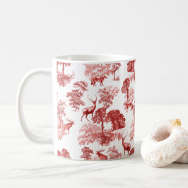 Taza De Café Elegante ciervo de tela roja vintage en Woodland
