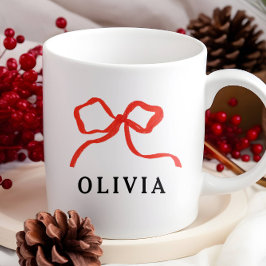 Taza De Café Elegante cinta de arco rojo moderno