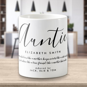 Taza De Café Elegante cita de tía con letra de chica